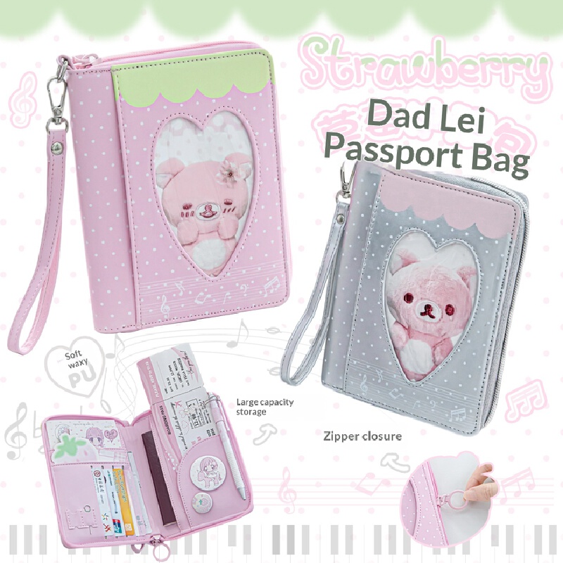 Travel Accessories Wallet - Dompet Paspor RosyPosy Motif Polkadot Stroberi