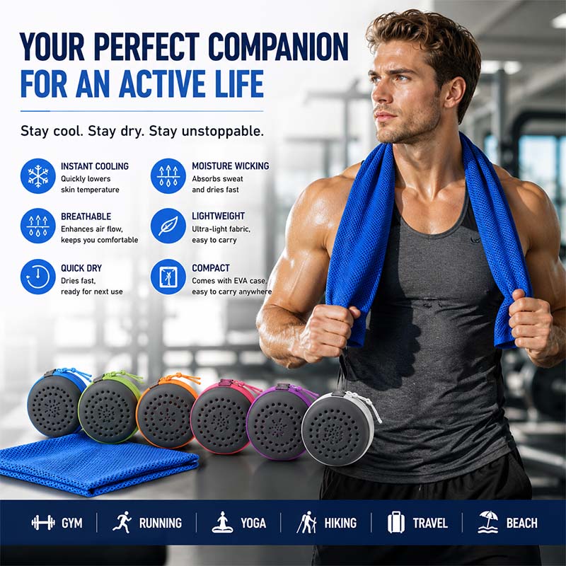 Travel Towel Quick Dry - Handuk Pendingin Instan dengan Kotak EVA,