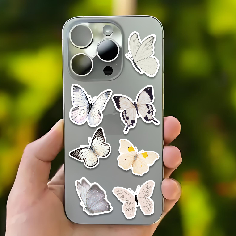 50 Buah Stiker Kupu-kupu Putih - Sticker Luggage Decorative ulasan dan harga