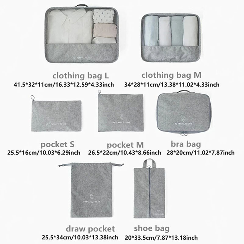 Set 7 Buah Packing Cube Perjal - Travel Accessories Kit For Women ulasan dan harga