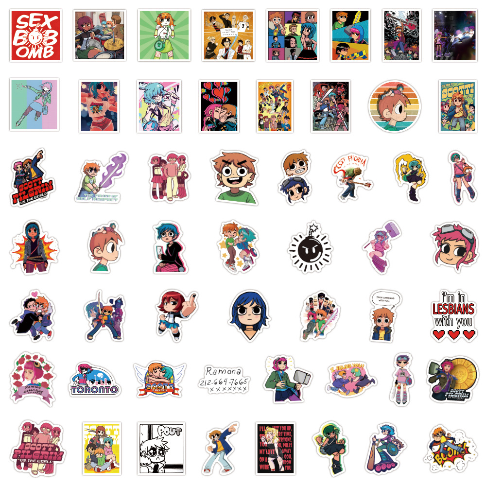 55pcs Stiker Scott Pilgrim Luc - Sticker Luggage Decorative ulasan dan harga