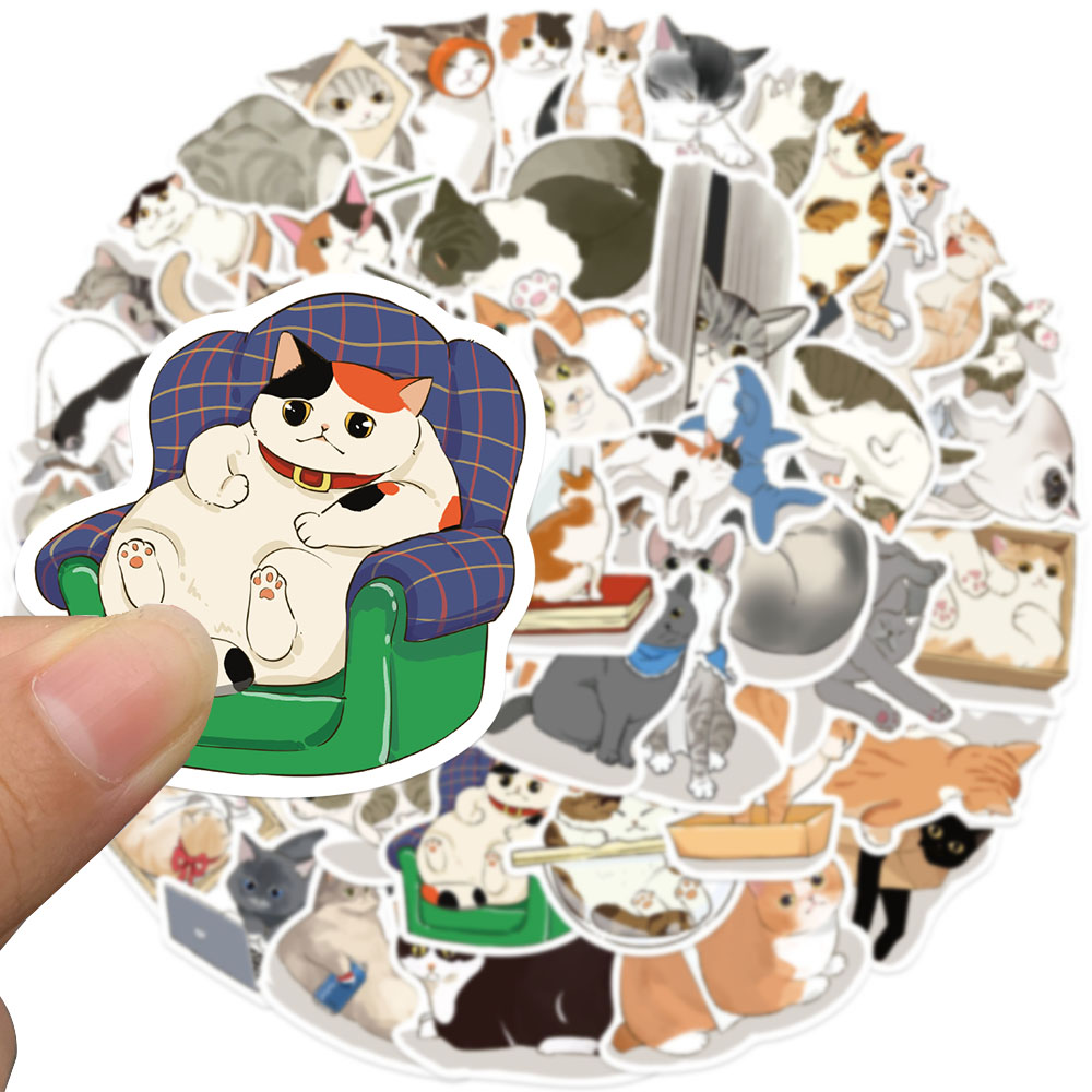 50 Buah Stiker Kucing Lucu Sti - Sticker Luggage Decorative ulasan dan harga