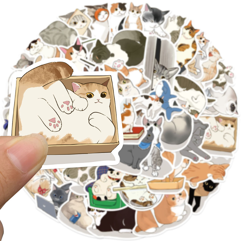 50 Buah Stiker Kucing Lucu Sti - Sticker Luggage Decorative ulasan dan harga