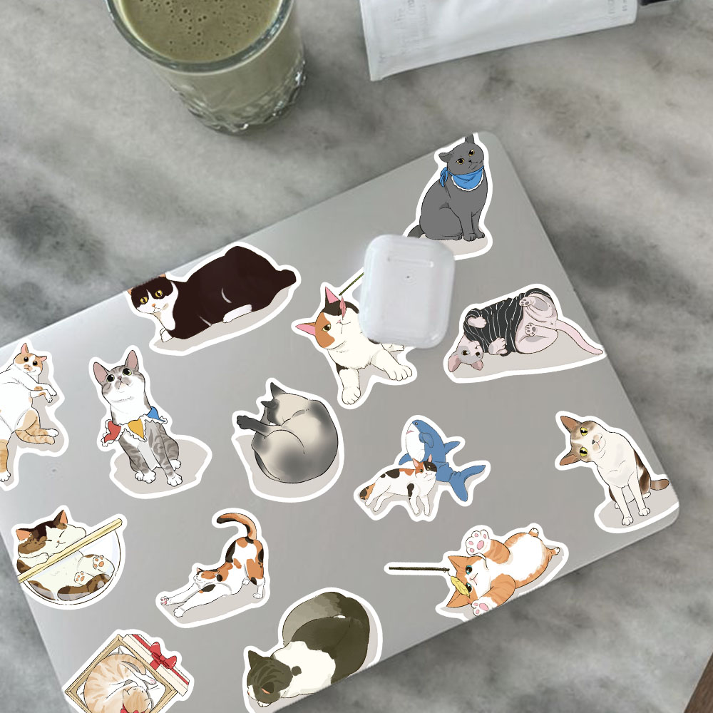 50 Buah Stiker Kucing Lucu Sti - Sticker Luggage Decorative ulasan dan harga